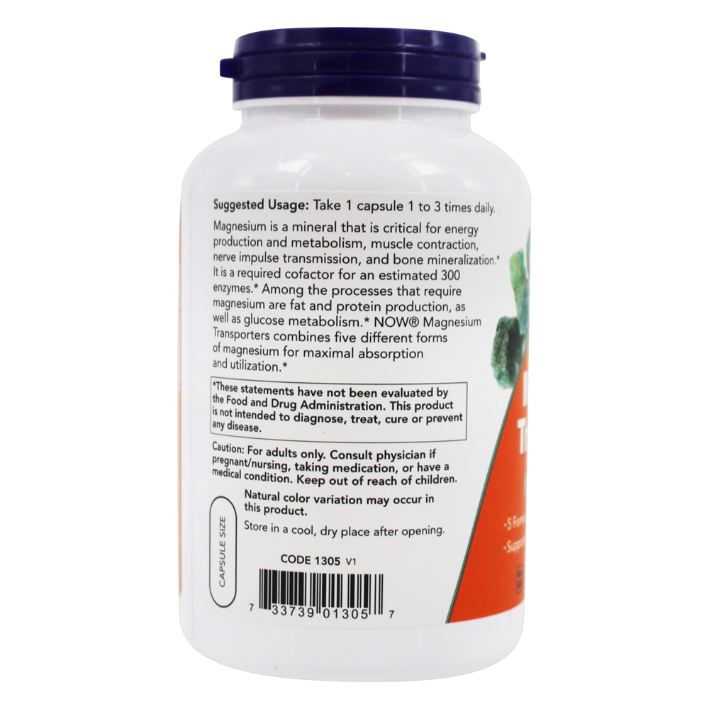 Suporte ao Sistema Nervoso de Transportadores de Magnésio 120 mg . - 180 Cápsula (s) vegetal (s) NOW Foods - Imagem 3