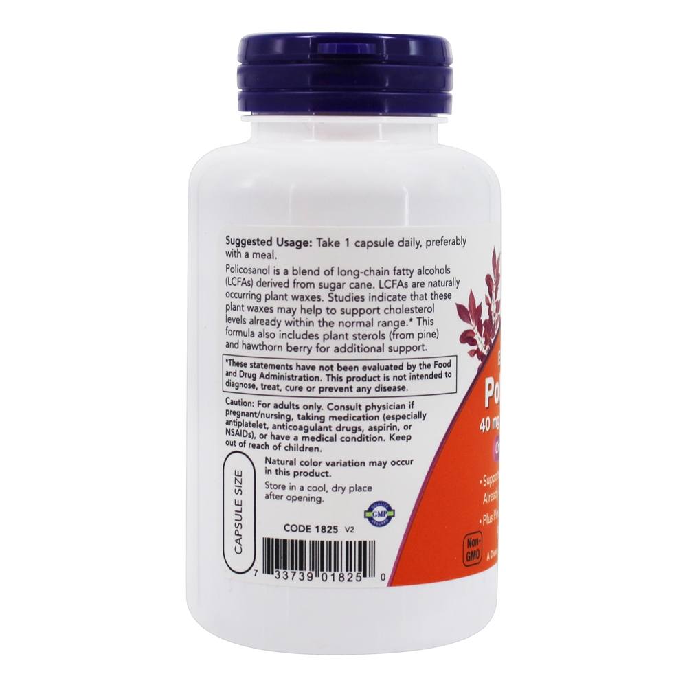 Suporte para Colesterol de Força Extra Policosanol - 90 Cápsula (s) vegetal (s) NOW Foods - Imagem 3