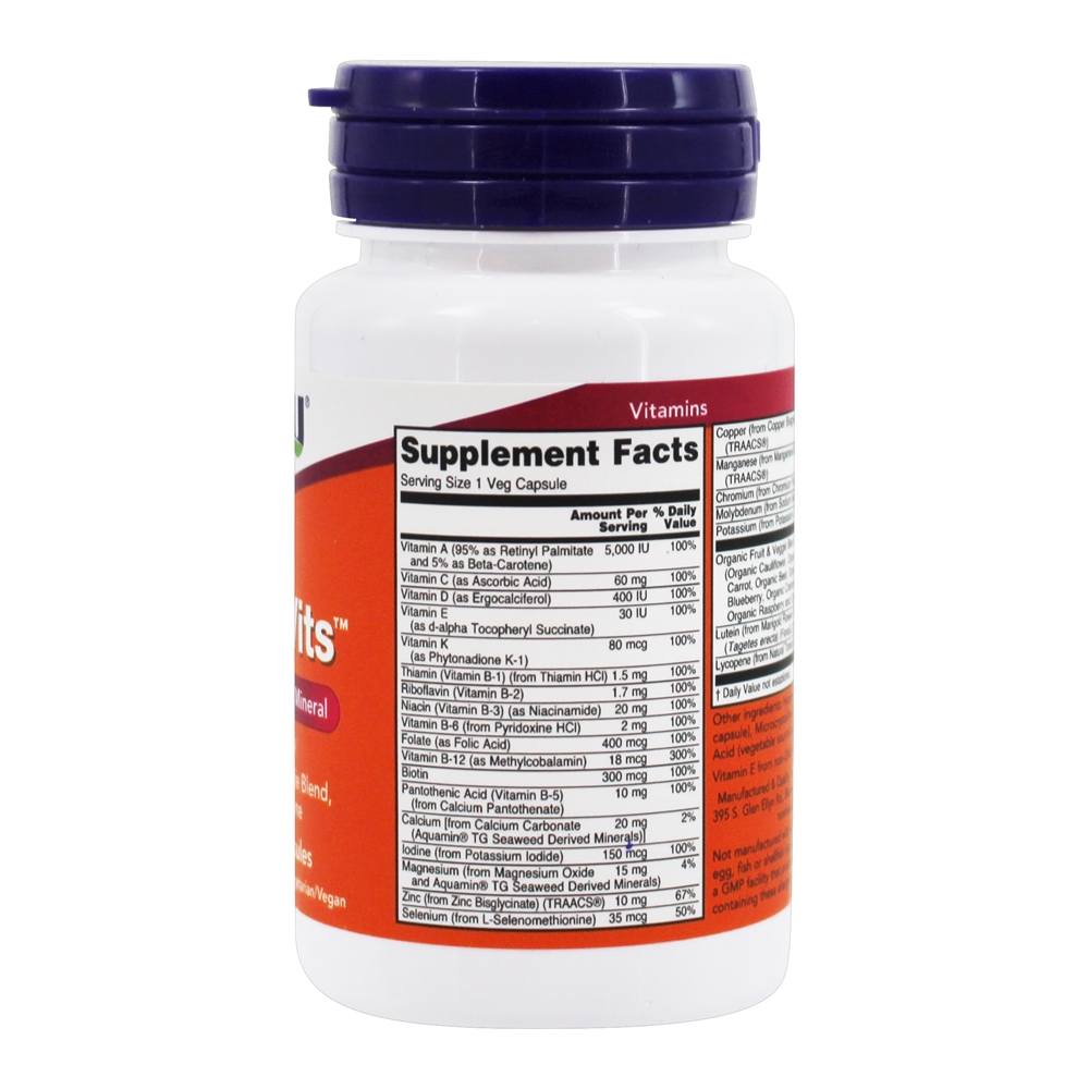 Daily Vits Multi Vitamina & Fórmula Mineral - 30 Cápsula (s) vegetal (s) NOW Foods - Imagem 2