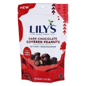 Comprar a estévia adoçada 55 amendoim coberto com chocolate escuro cacau - 3. 5 oz. Lily's preço no brasil alimentos & lanches castanhas suplemento importado loja 9 online promoção -