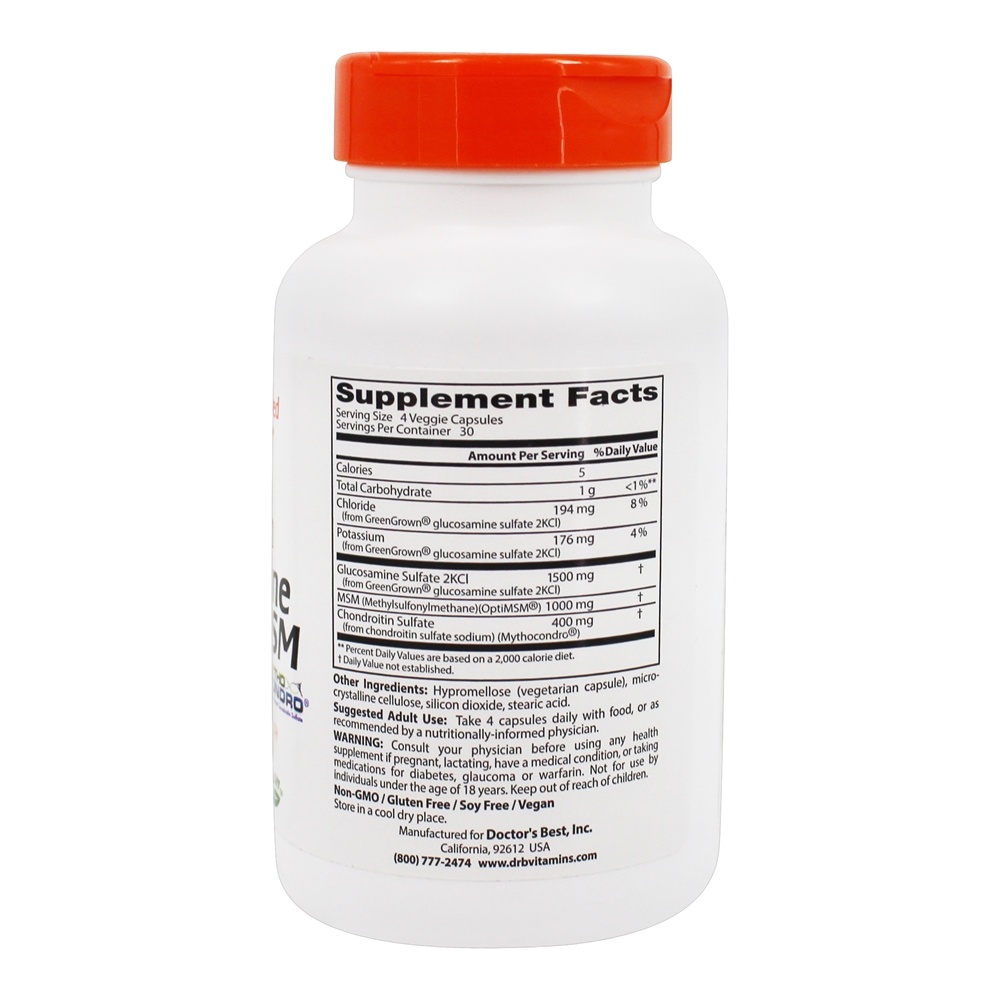 Glucosamina Vegan Condroitina MSM - 120 Cápsula (s) vegetal (s) Doctor's Best - Imagem 2
