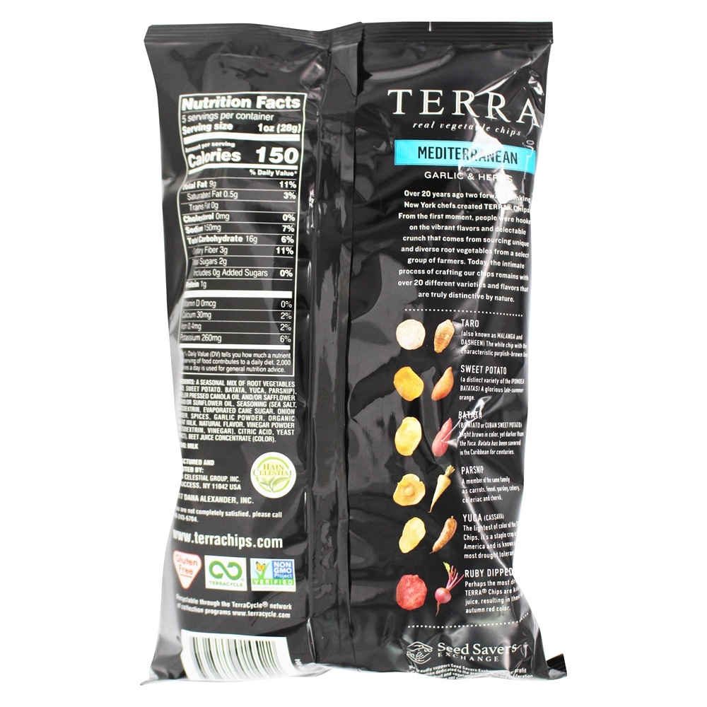 Chips de vegetais reais Mediterrâneo exótico alho e ervas - 5 oz. Terra - Imagem 2