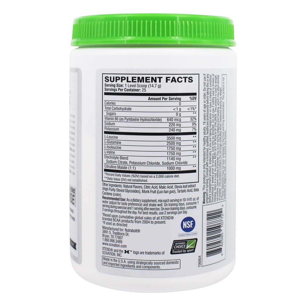 Xtend Natural Zero The Original BCAA Recuperação Muscular e Eletrólitos em Pó Laranja Maracujá - 13 oz. Scivation - Imagem 2