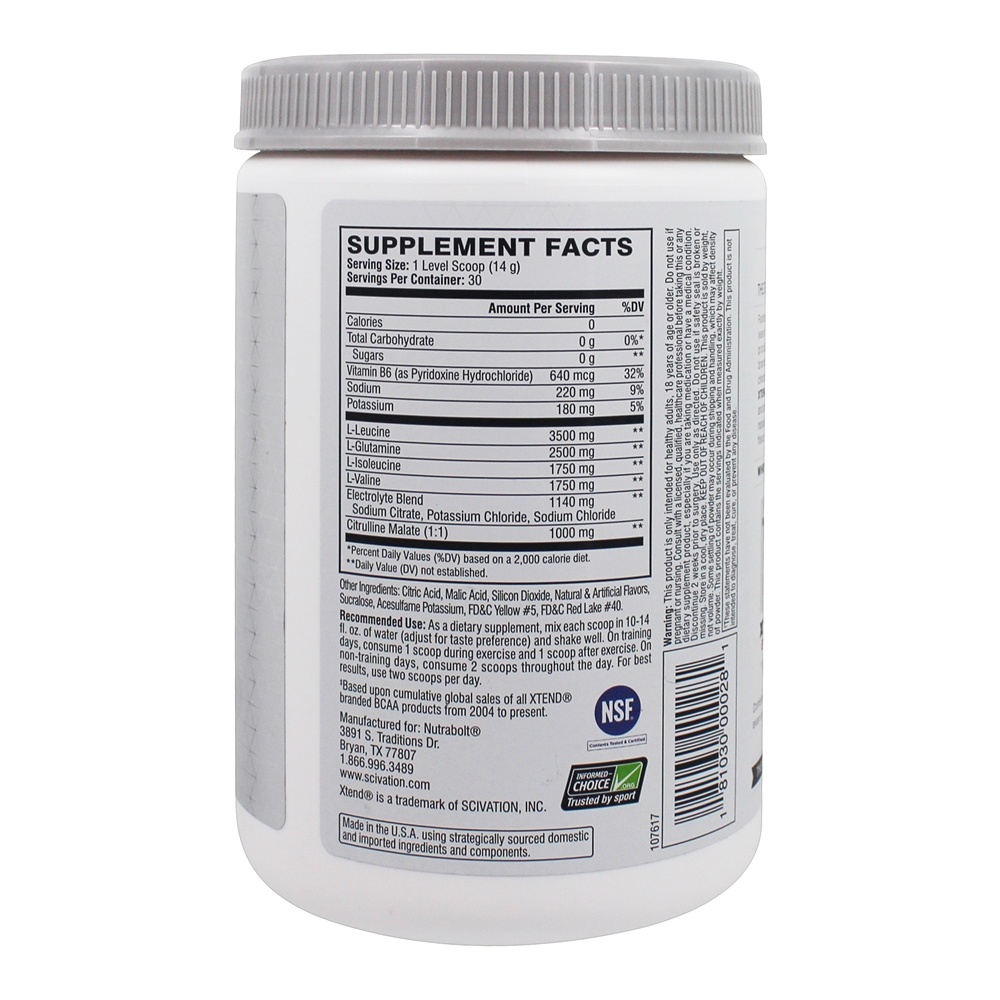 Xtend The Original BCAA Recuperação Muscular + Eletrólitos em Pó 30 Servings Mango Madness - 14.8 oz. Scivation - Imagem 2