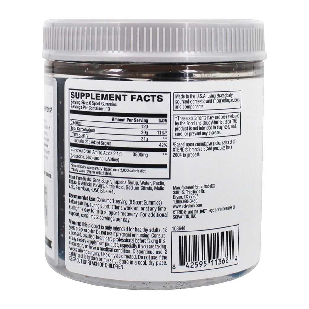 Xtend Sports Recovery Gummies Framboesa Azul - 60 Gummies Scivation - Imagem 2