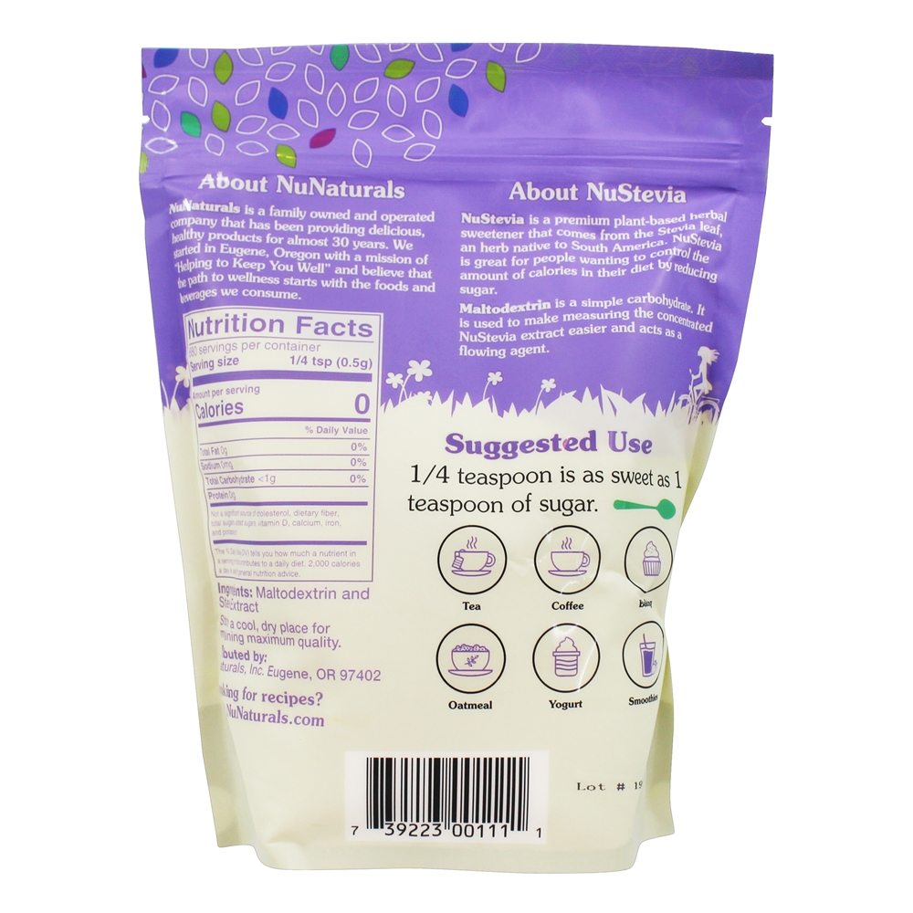 Nustevia Branco Stevia Pó - 12 oz. NuNaturals - Imagem 2