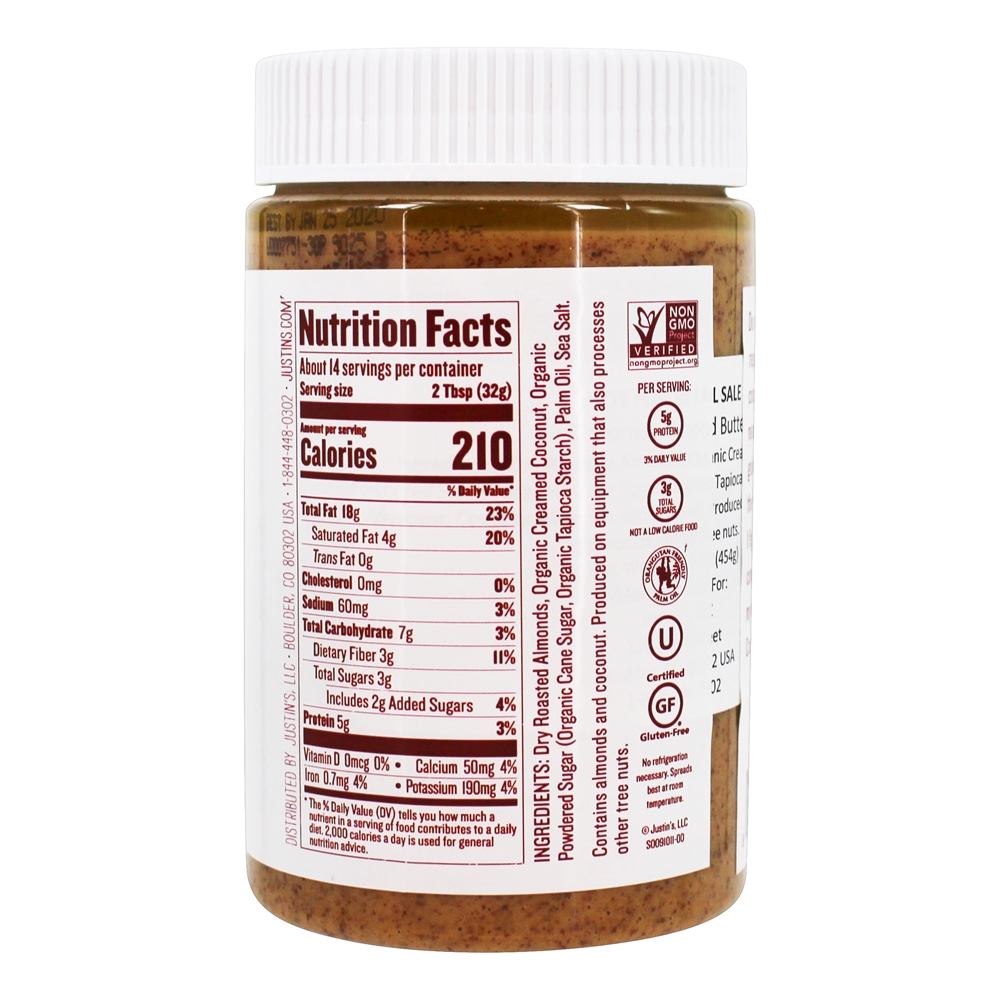Manteiga De Amêndoa Espalhe Coco - 16 oz. Justin's Nut Butter - Imagem 2