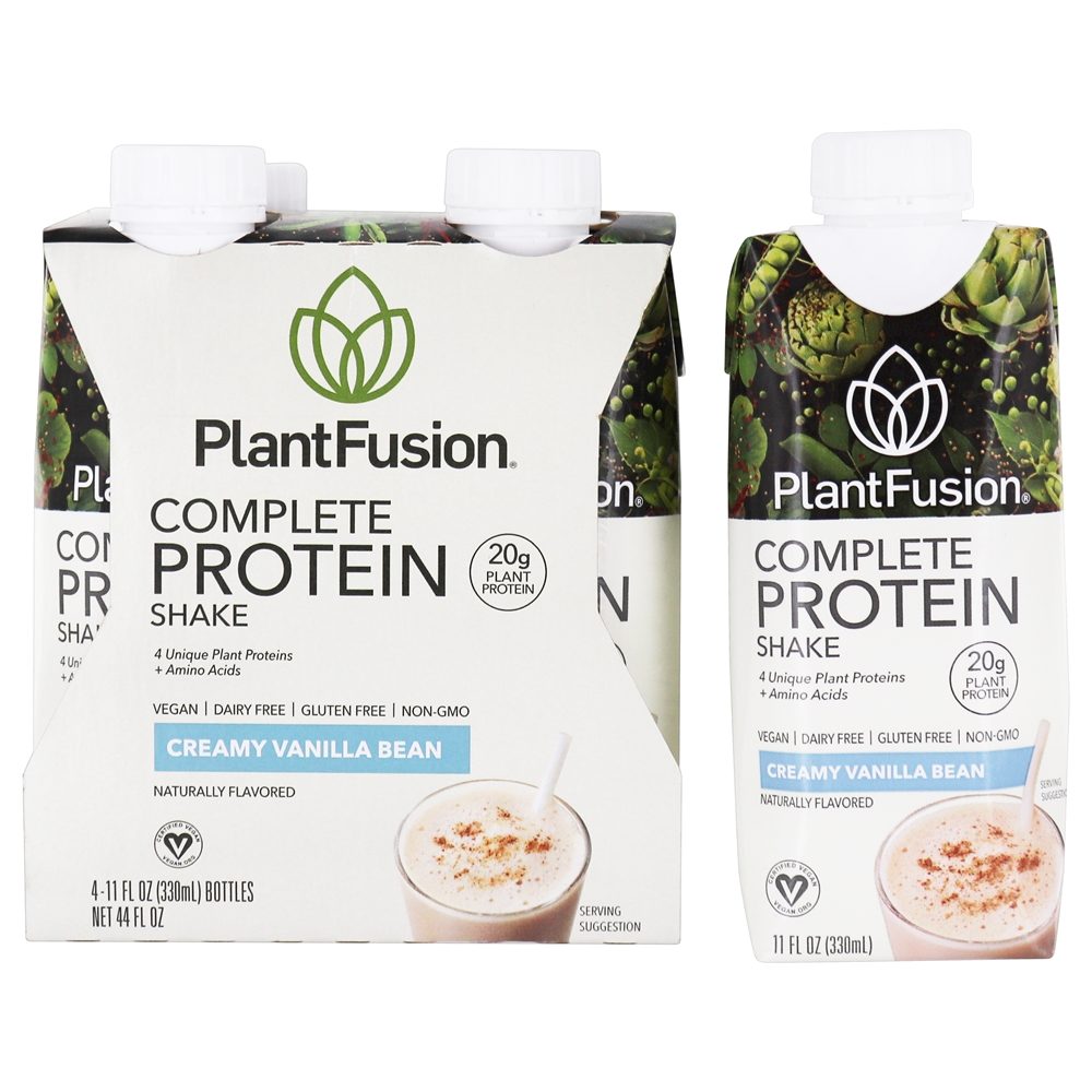 Shake de Proteína Vegetal Completo Pronto para Beber Feijão de Baunilha - Pacote 4 PlantFusion