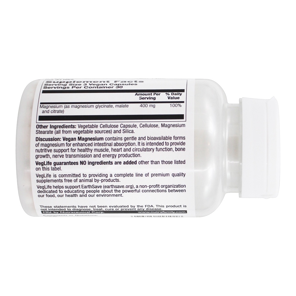 Fonte Tripla de Magnésio Vegano 400 mg . - Cápsulas Vegan 90 VegLife - Imagem 3
