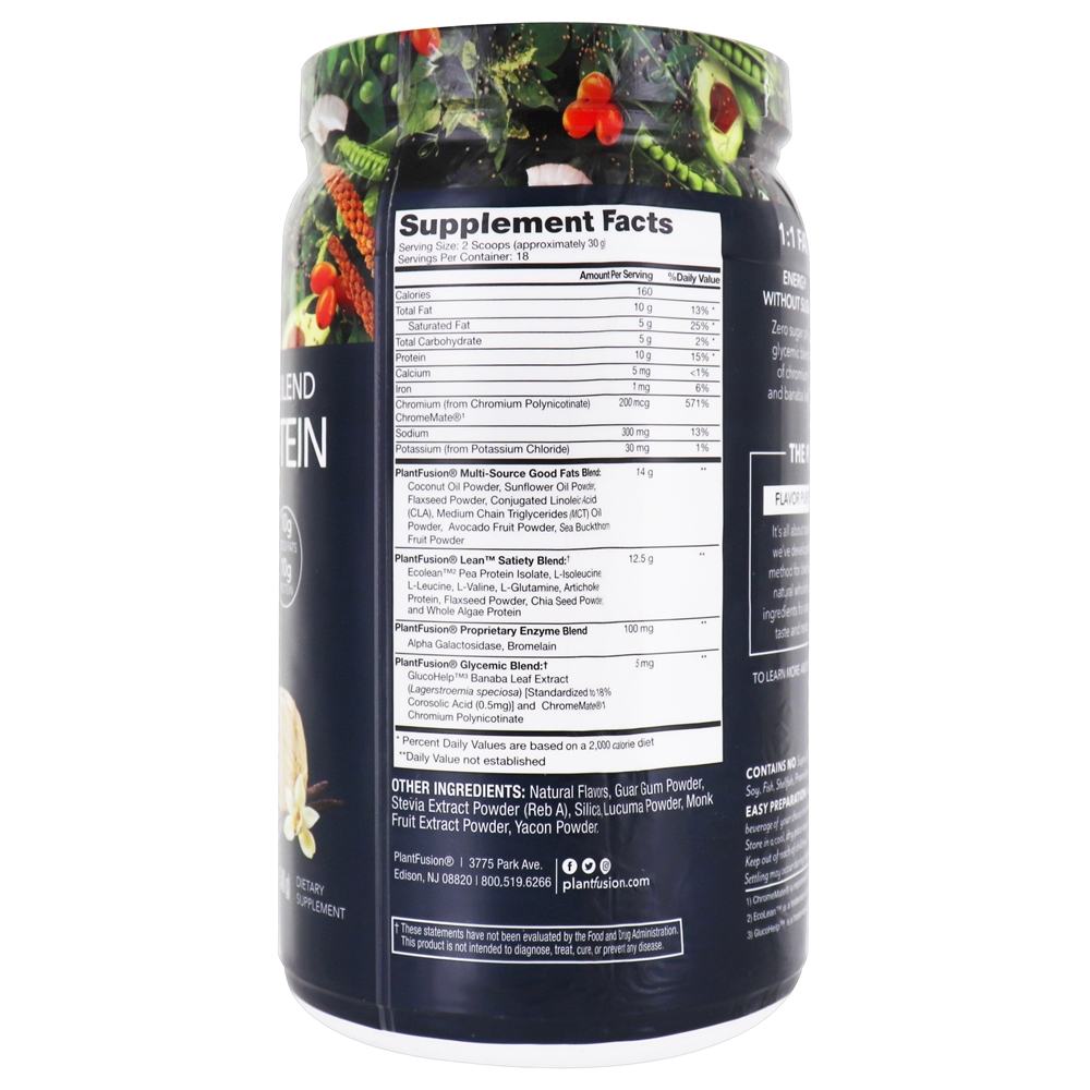 Planta Completa Keto Blend 1: 1 Gorduras + Feijão De Baunilha Em Pó De Proteína - 19.05 oz. PlantFusion - Imagem 2