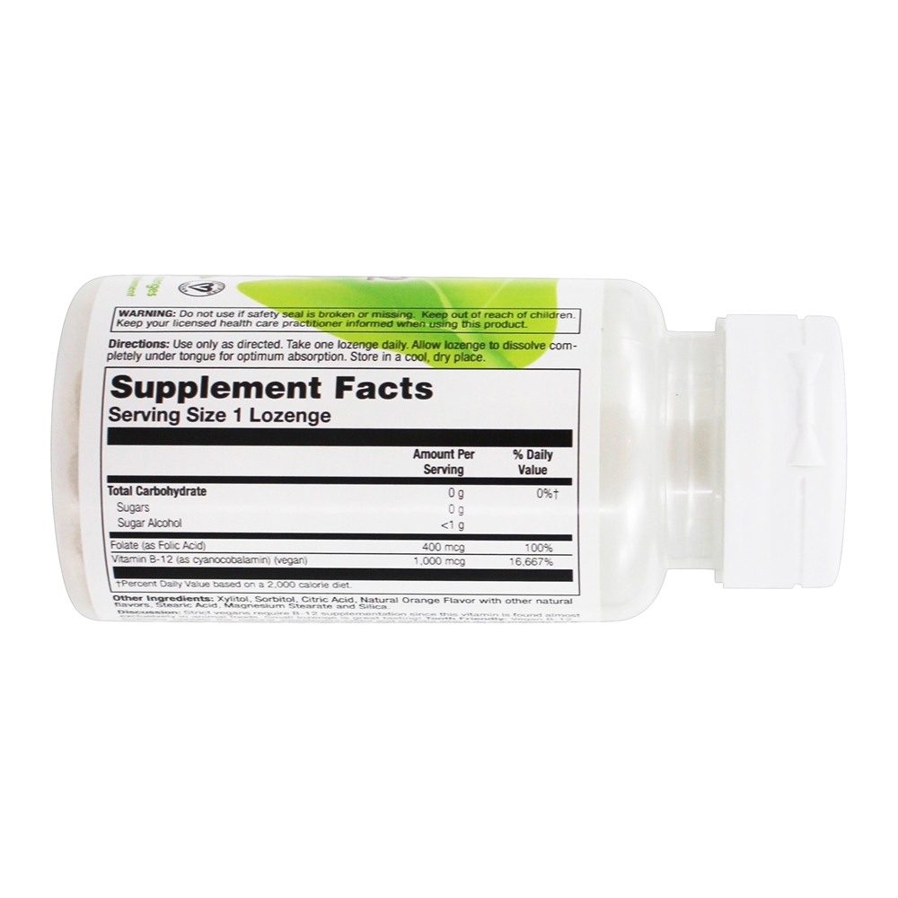 Vegan Vitamina B-12 1000mcg mais Ácido Fólico 400mcg Laranja - 50 Pastilhas VegLife - Imagem 2