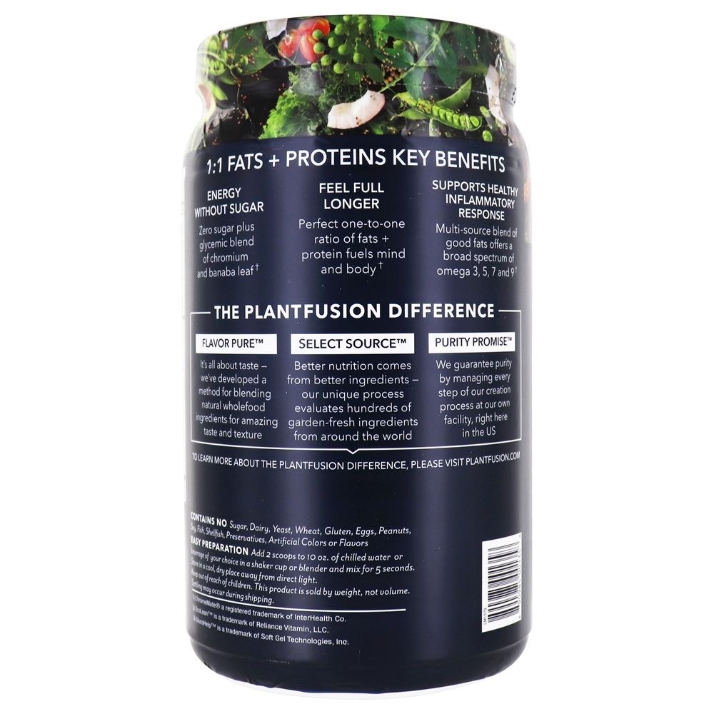 Planta completa Keto Blend 1: 1 Gorduras + Proteína em Pó Rico Chocolate - 20 oz. PlantFusion - Imagem 3