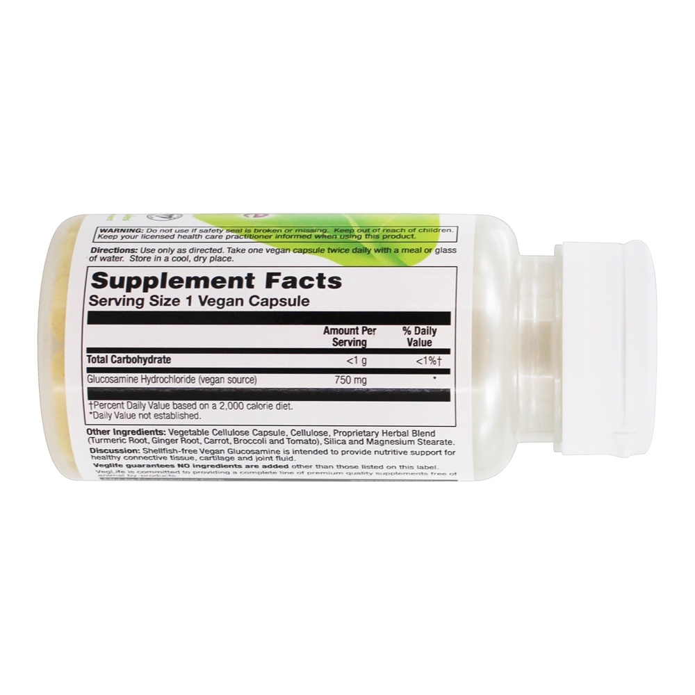 Suporte à junta de glucosamina vegan 750 mg . - Cápsulas Vegan 60 VegLife - Imagem 2