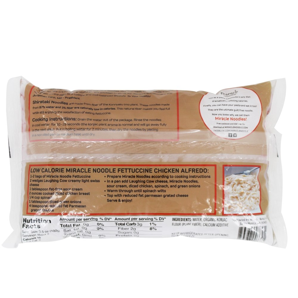 Macarrão Orgânico Fettuccine Konjac Shirataki - 7 oz. Miracle Noodle - Imagem 2