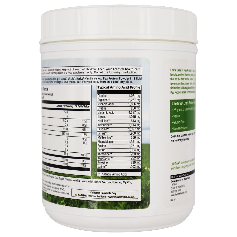 Baunilha Em Pó da Proteína de Ervilha Básica da Vida Isolada - 20.95 oz. LifeTime Vitamins - Imagem 3