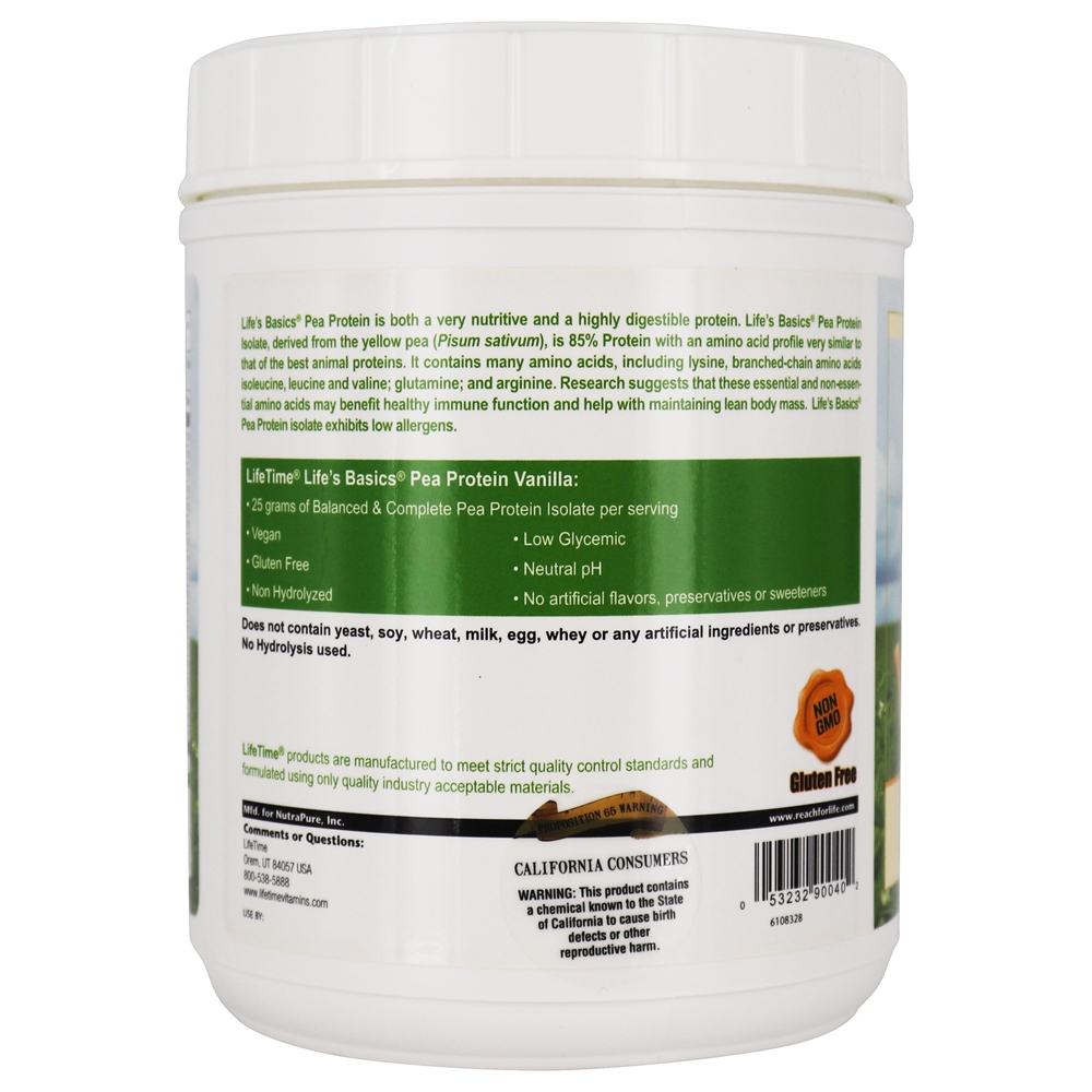 Baunilha Em Pó da Proteína de Ervilha Básica da Vida Isolada - 20.95 oz. LifeTime Vitamins - Imagem 4