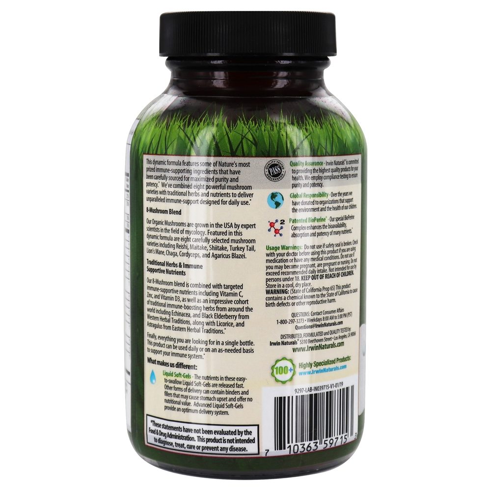 Pure Suporte ao Imune Defense Mushroom-8 - 60 Softgels líquidos Irwin Naturals - Imagem 3