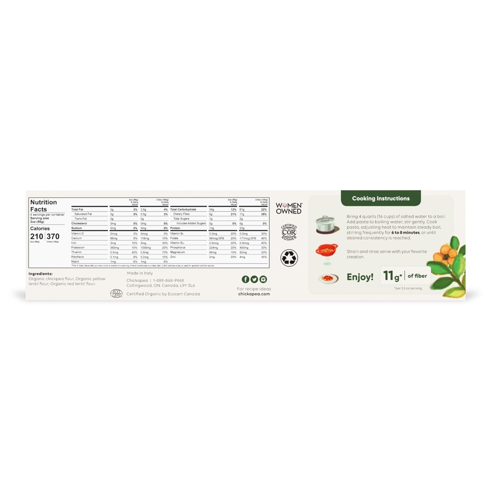 Linguine Orgânico de Grão de Bico e Lentilhas - 8 oz. Chickapea - Imagem 2
