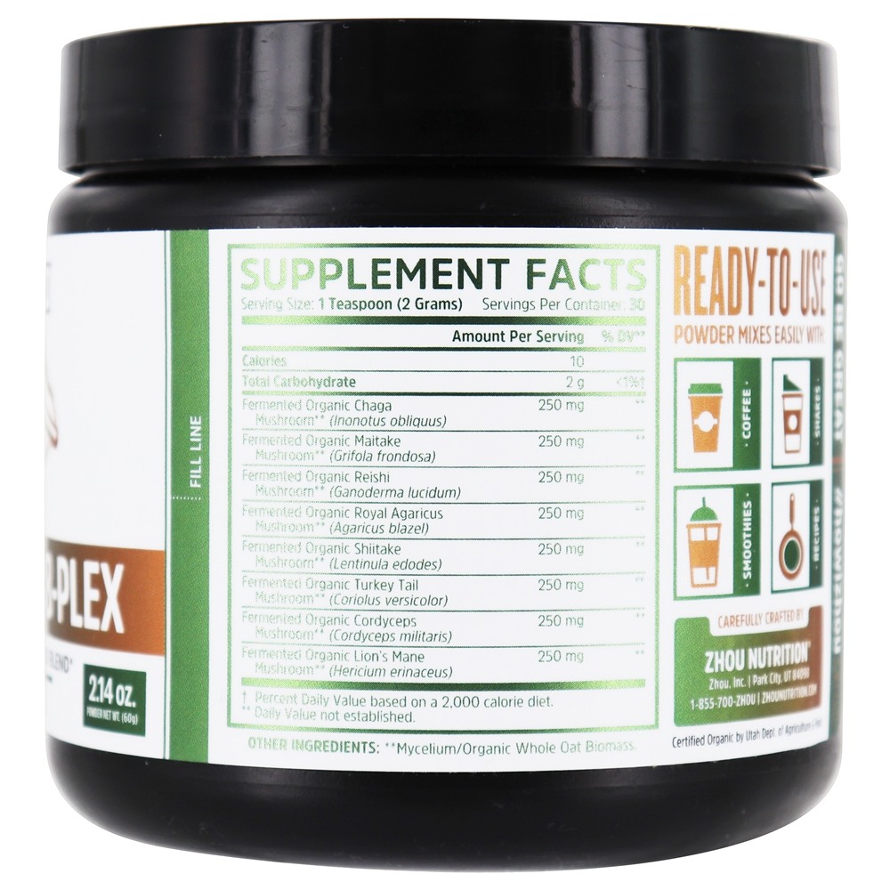 Mistura de Superalimento Fermentado com Cogumelos 8-Plex - 2.14 oz. Zhou - Imagem 2