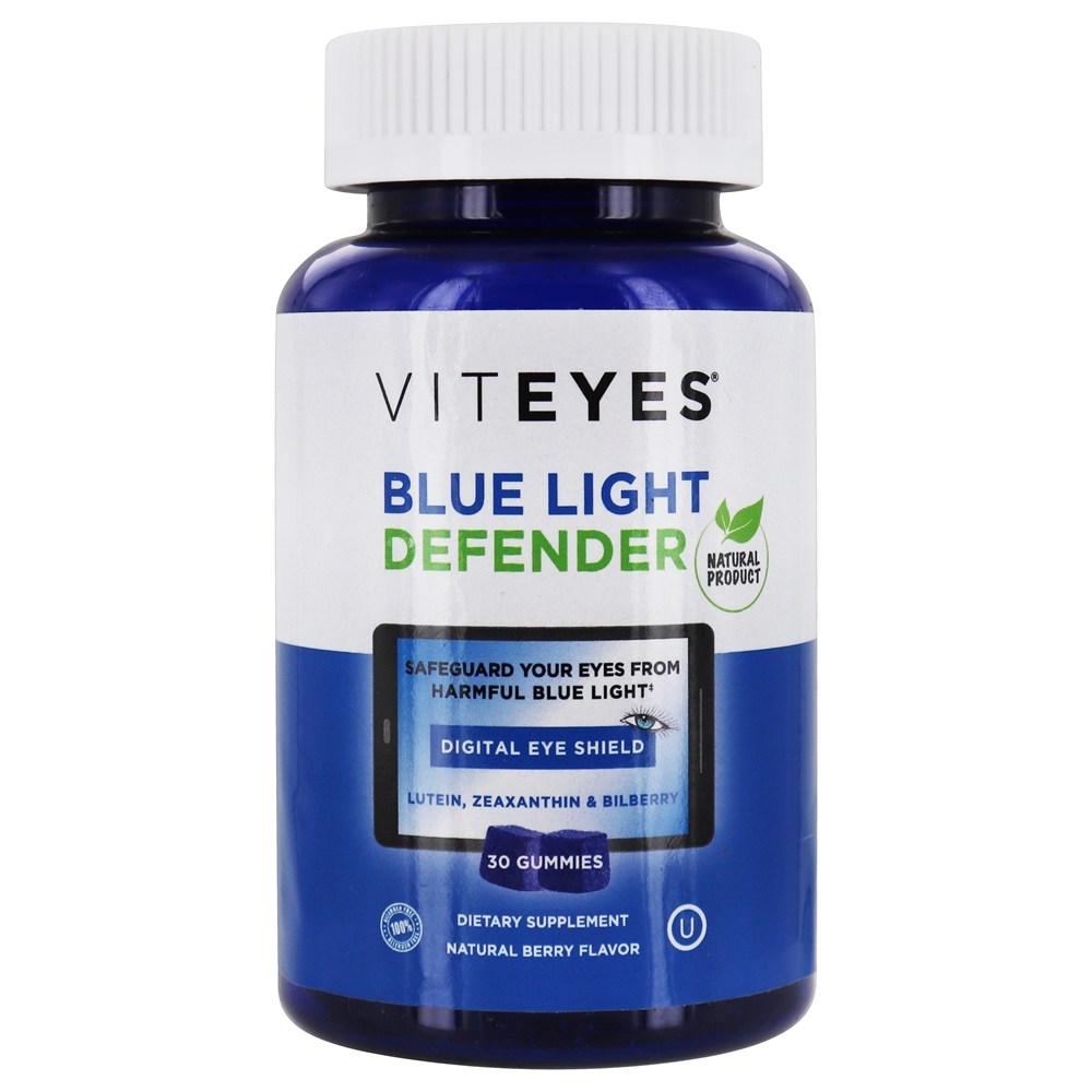 Baga natural azul do protetor do olho de Digital Light Defender - 30 Gummies VitEyes