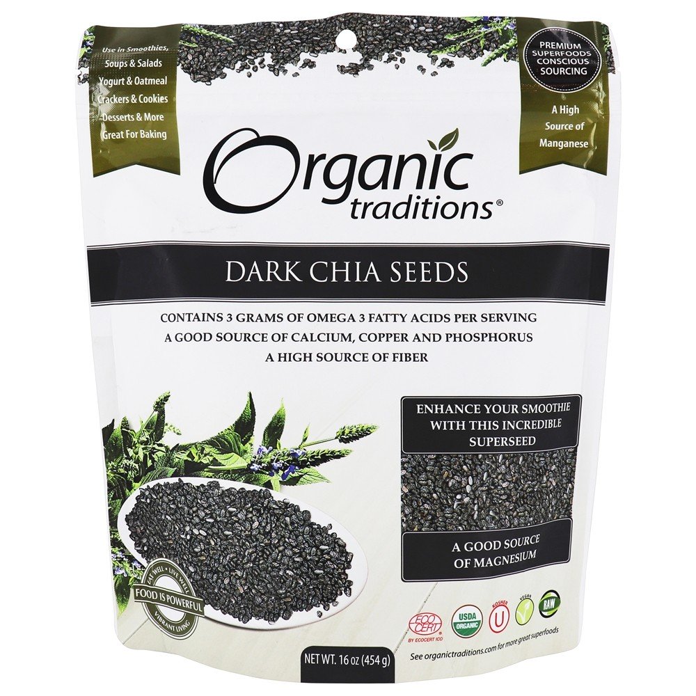 Sementes de Chia escuras - 16 oz. Organic Traditions