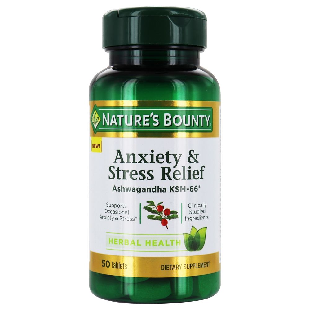 Ansiedade e alívio do estresse Ashwagandha KSM-66 - 50 Tablets Nature's Bounty