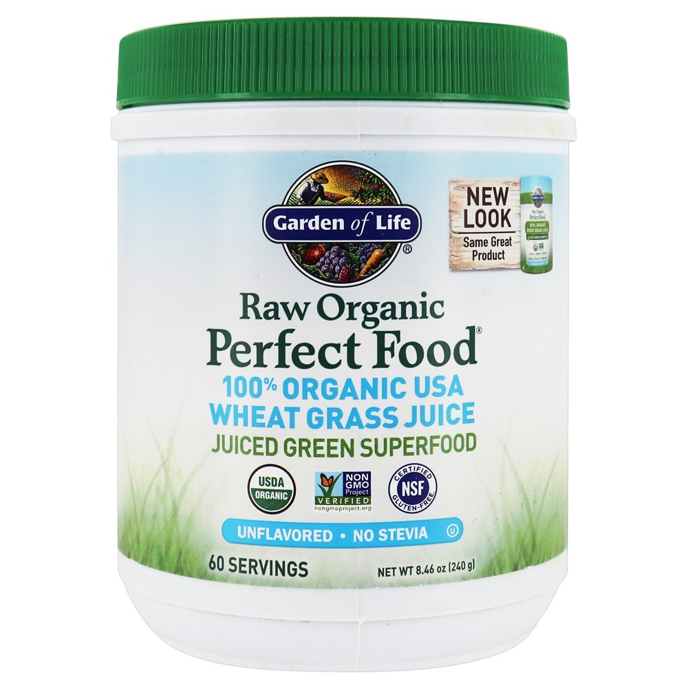 Alimentos Perfeitos Orgânicos Crus 100 % EUA Orgânicos Trigo Suco De Grama Em Pó Sem Aromas - 8.46 oz. Garden of Life