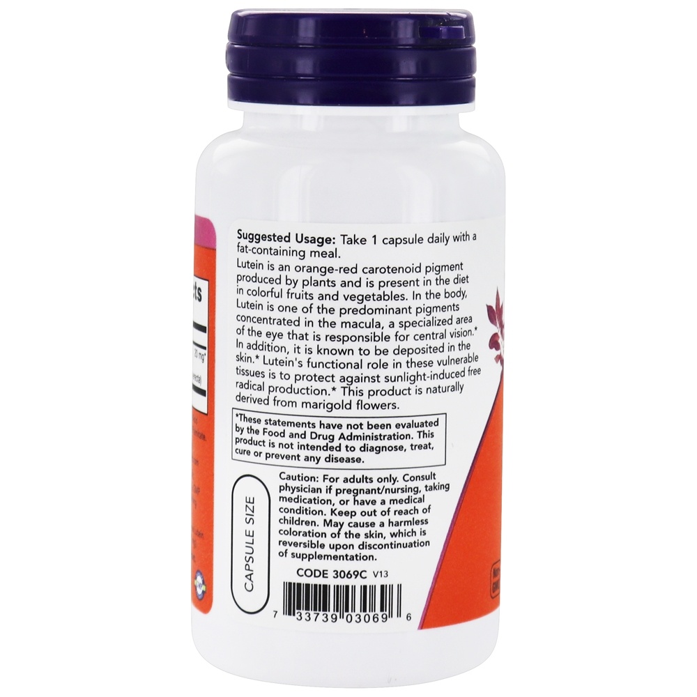 Olho de luteína de dupla força Health Support 20 mg . - 90 Cápsula (s) vegetal (s) NOW Foods - Imagem 3