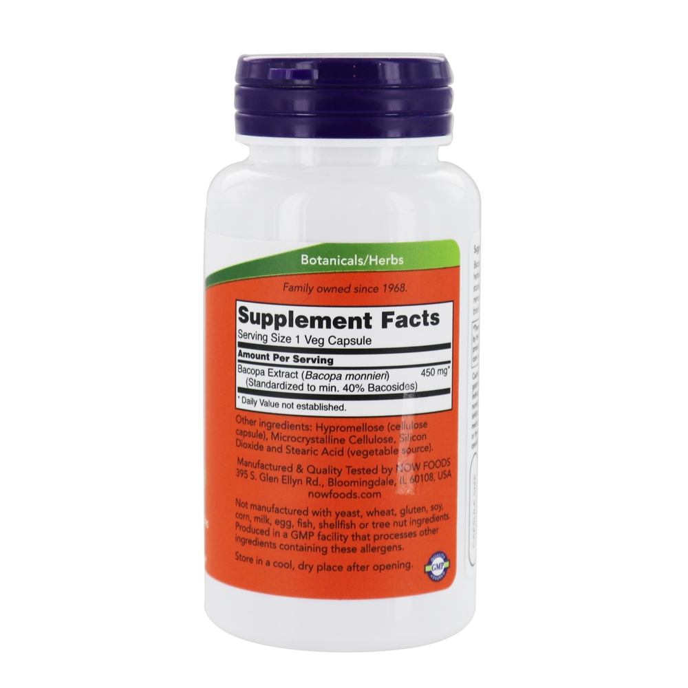 Fórmula de saúde cerebral do extrato de Bacopa 450 mg . - 90 Cápsula (s) vegetal (s) NOW Foods - Imagem 2