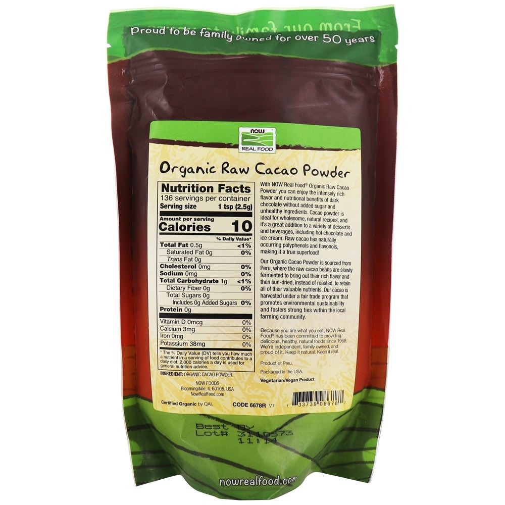 Pó De Cacau Cru Orgânico - 12 oz. NOW Foods - Imagem 2