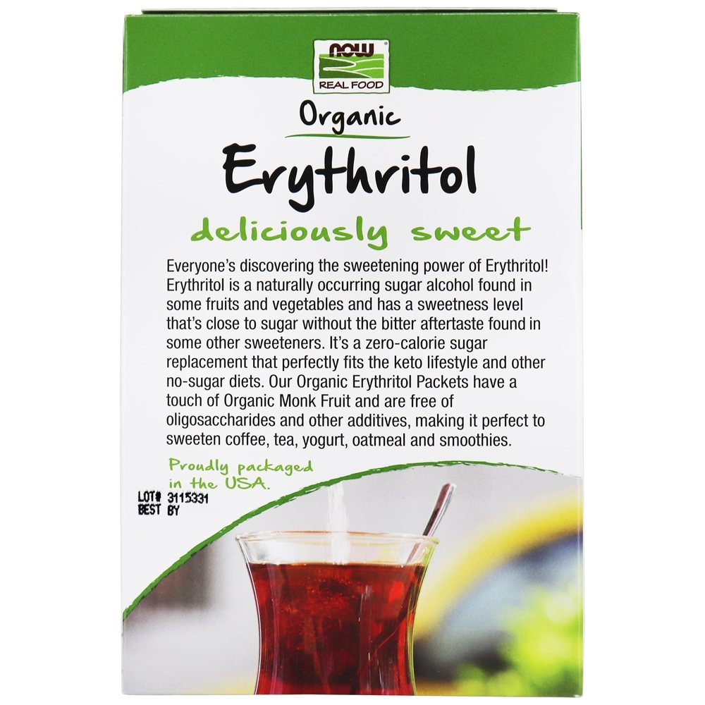 Pacotes de eritritol orgânico com frutas de monge - 70 Pacotes (s) NOW Foods - Imagem 3