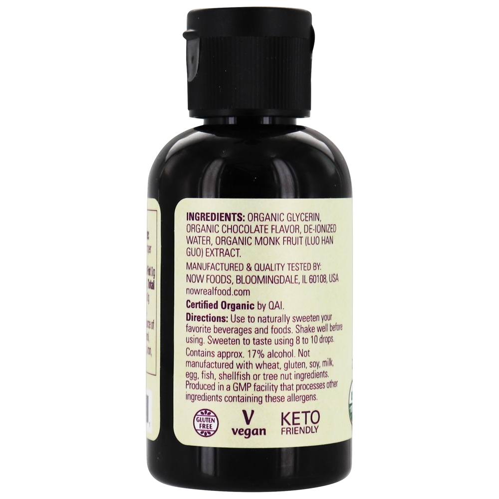 Adoçante Líquido com Fruta Zero Calorie Organic Chocolate - 1.8 fl. oz. NOW Foods - Imagem 3
