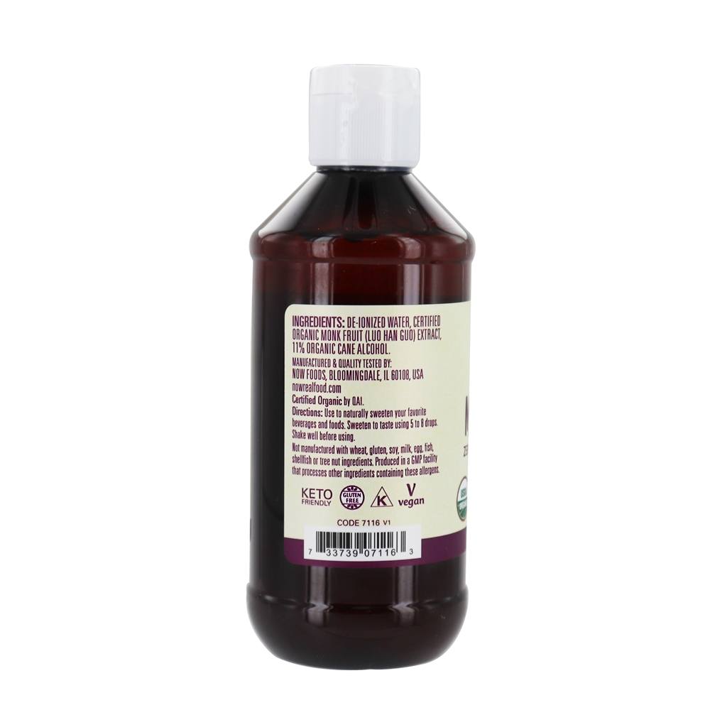 Adoçante líquido de zero calorias de frutas de monge orgânica - 8 fl. oz. NOW Foods - Imagem 3
