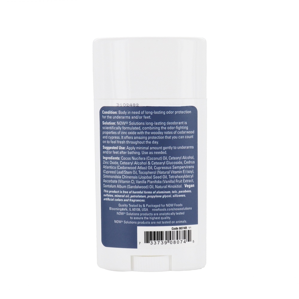 NOW Solutions Desodorizante de longa duração Cedro + Cypress - 2.2 oz. NOW Foods - Imagem 2
