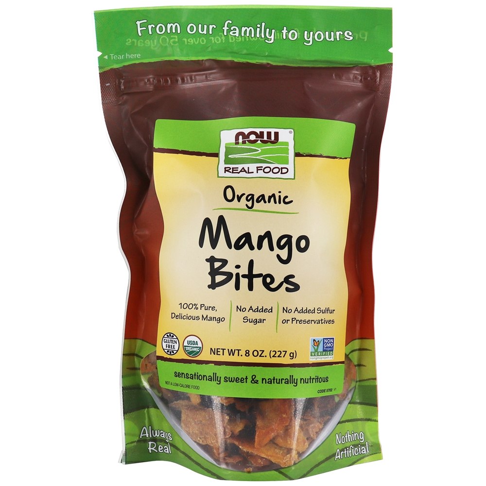 NOW Real Food Organic Bites de Manga - 8 oz. NOW Foods