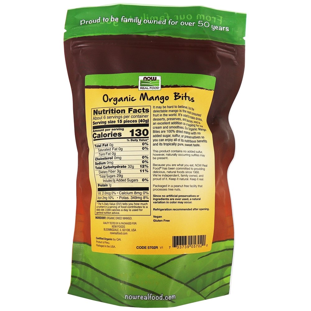 NOW Real Food Organic Bites de Manga - 8 oz. NOW Foods - Imagem 2
