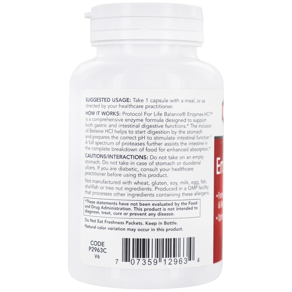 Enzimas-HCl - Cápsulas 120 Protocol For Life Balance - Imagem 3