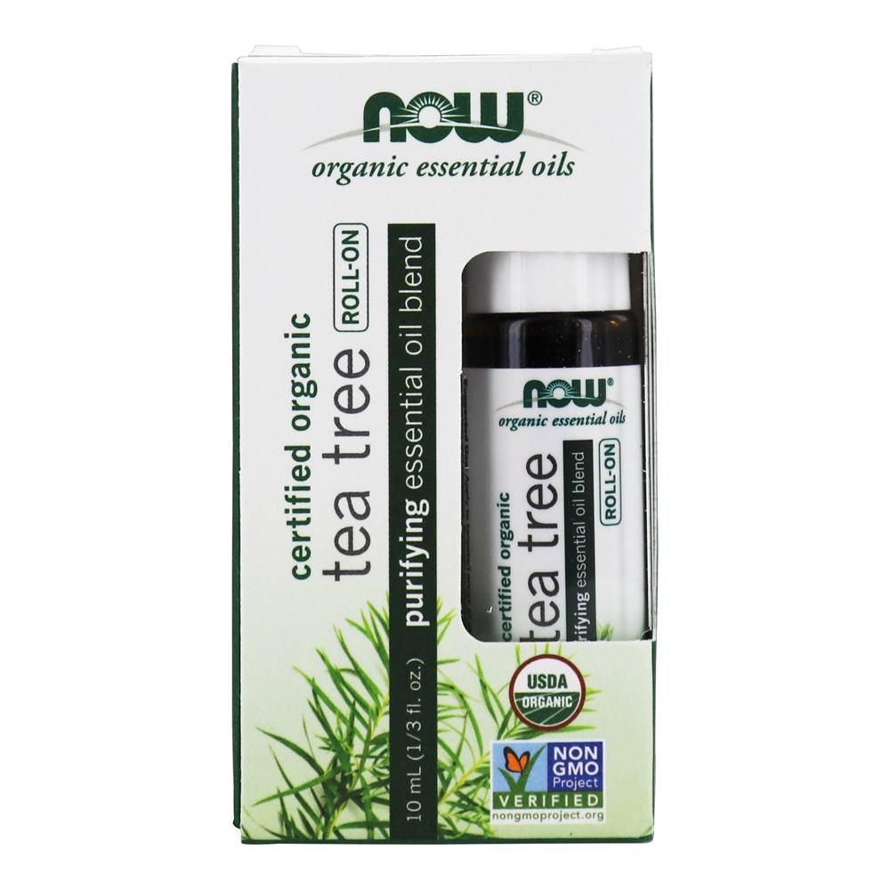 Mistura de óleos essenciais purificantes orgânicos Roll-On Tea Tree - 10 ml. NOW Foods