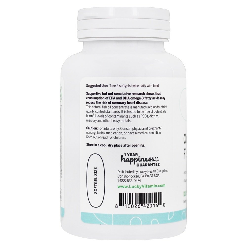 Omega-3 Óleo de Peixe 1000 mg. - 100 Softgels LuckyVitamin - Imagem 3