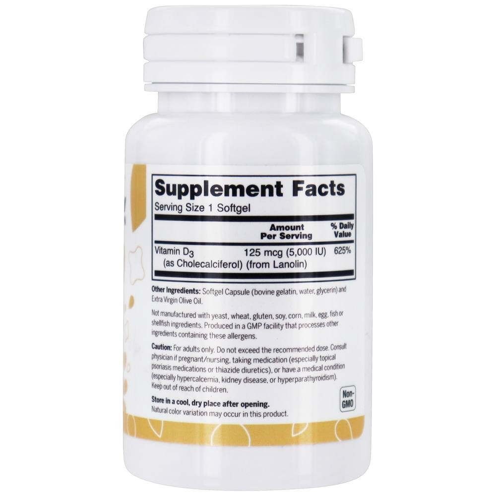 Vitamina D3 5000 UI - 240 Softgels LuckyVitamin - Imagem 2