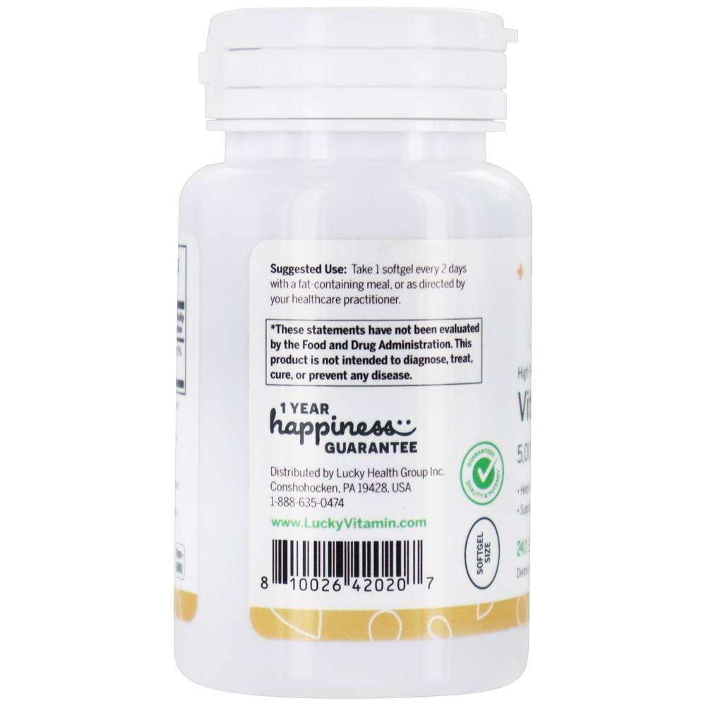 Vitamina D3 5000 UI - 240 Softgels LuckyVitamin - Imagem 3