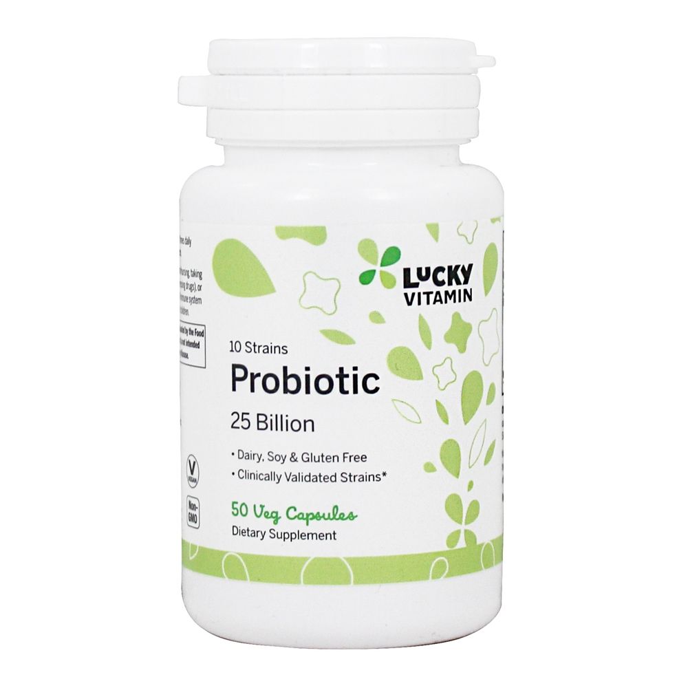 10 estirpes de prateleira probiótica estáveis 25 bilhões de UFC - Cápsulas vegetarianas 50 LuckyVitamin