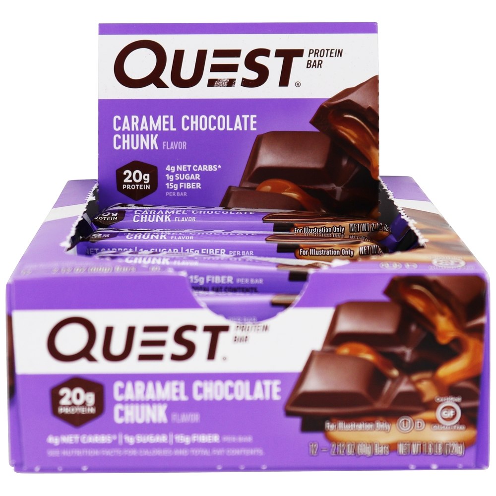 Quest Bar Protein Bars Box Pedaço de chocolate com caramelo - 12 Barras Quest Nutrition - Imagem 2