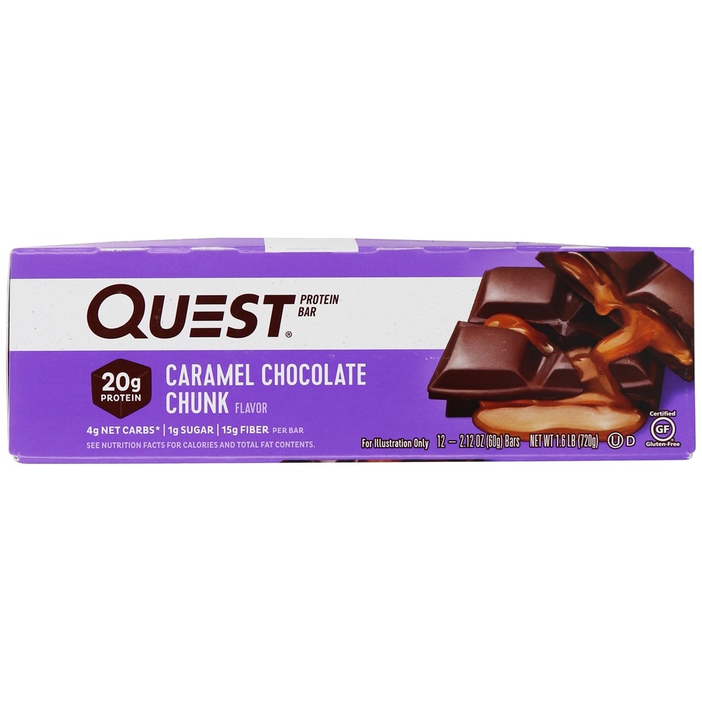 Quest Bar Protein Bars Box Pedaço de chocolate com caramelo - 12 Barras Quest Nutrition - Imagem 4