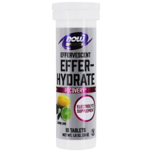 NOW Sports Efer-Hydrate Suplemento Eletrolítico Efervescente Limão Lima - 10 Tablets NOW Foods