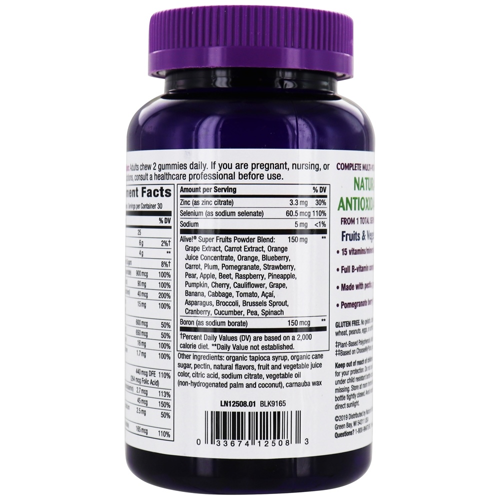 Alive! Super Frutas Mulher Completa Multi - 60 Gummies Nature's Way - Imagem 3
