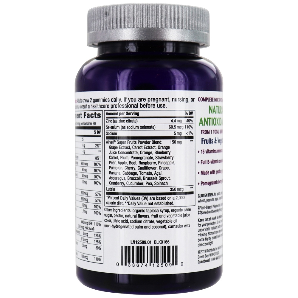 Alive! Super Frutas Feminina 50 + Completa Multi - 60 Gummies Nature's Way - Imagem 3