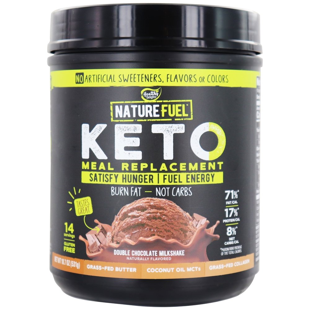 Pó de substituição de refeição Keto 14 Porções de Milk-Shake duplo de chocolate - 18.7 oz. Nature Fuel