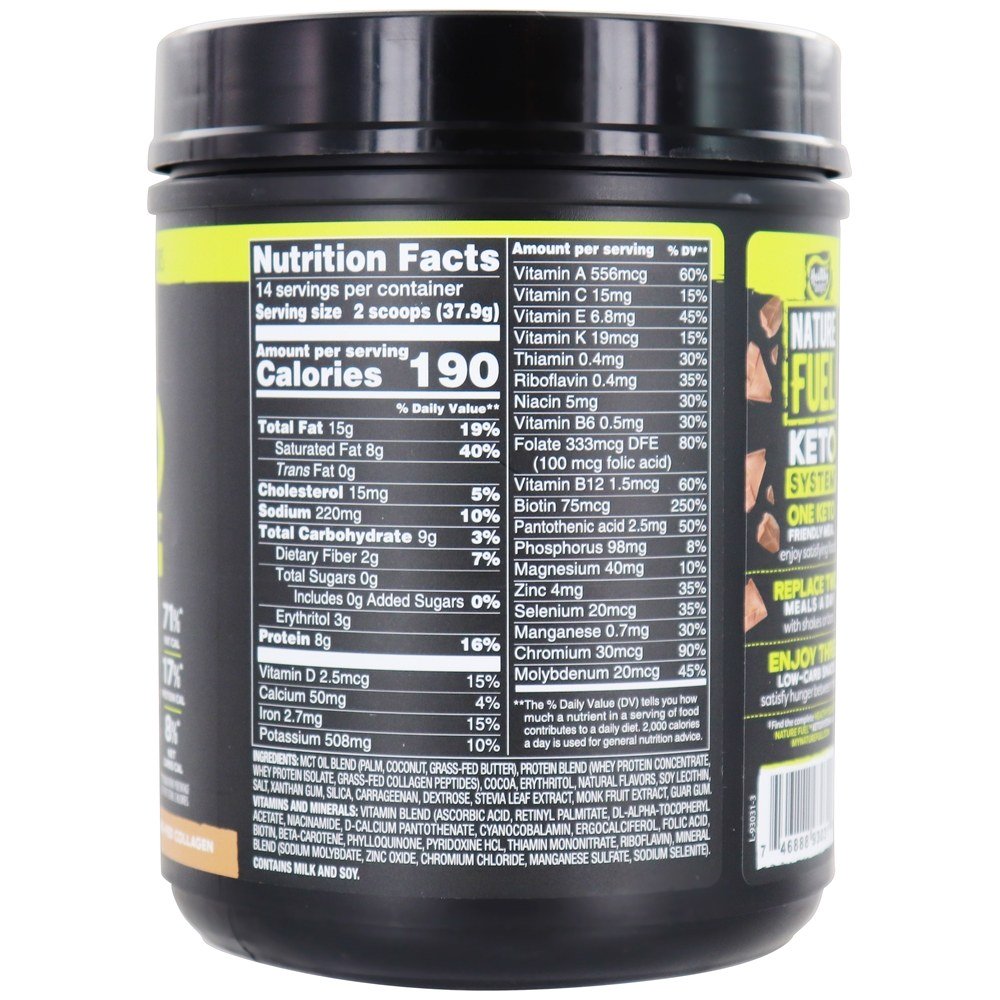 Pó de substituição de refeição Keto 14 Porções de Milk-Shake duplo de chocolate - 18.7 oz. Nature Fuel - Imagem 2