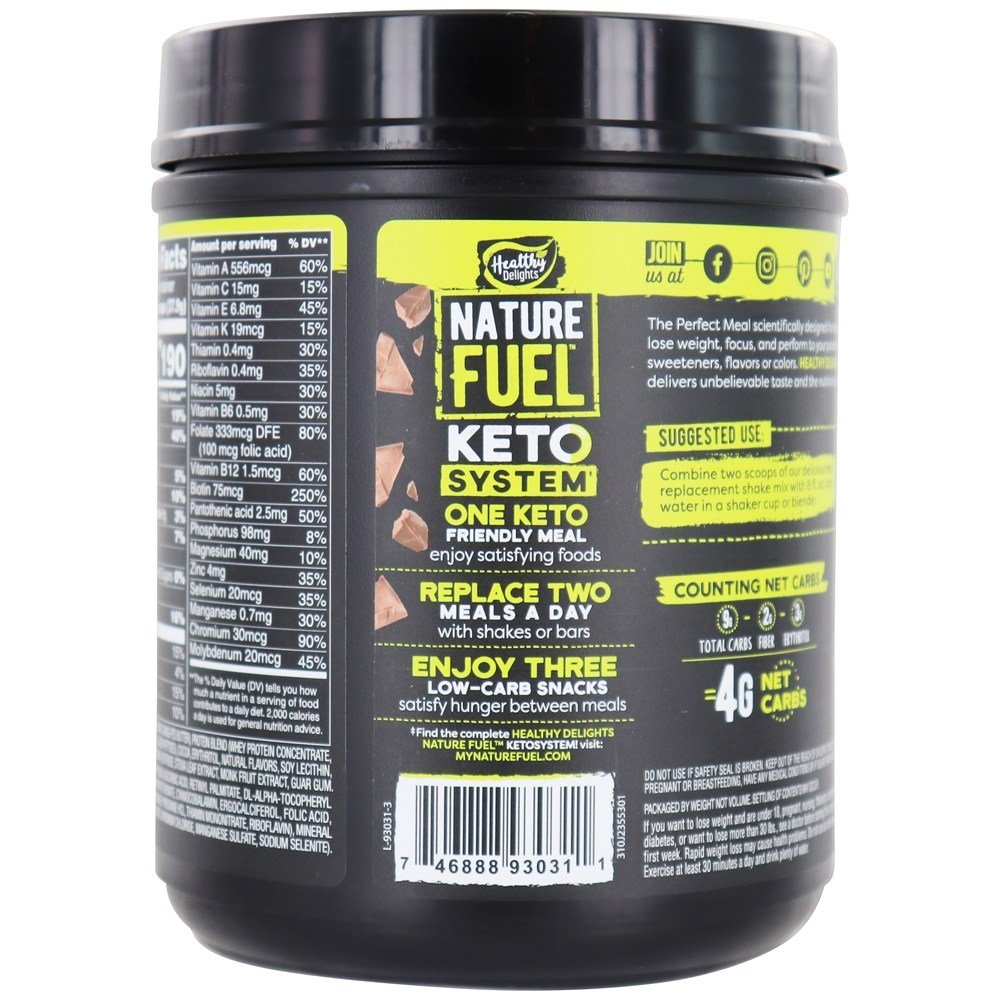 Pó de substituição de refeição Keto 14 Porções de Milk-Shake duplo de chocolate - 18.7 oz. Nature Fuel - Imagem 3
